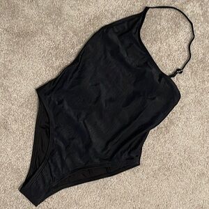 NWT RIS-K SWIMWEAR BUNGALOW ONE SHOULDER ONE PIECE SUIT BLACK SIZE SMALL